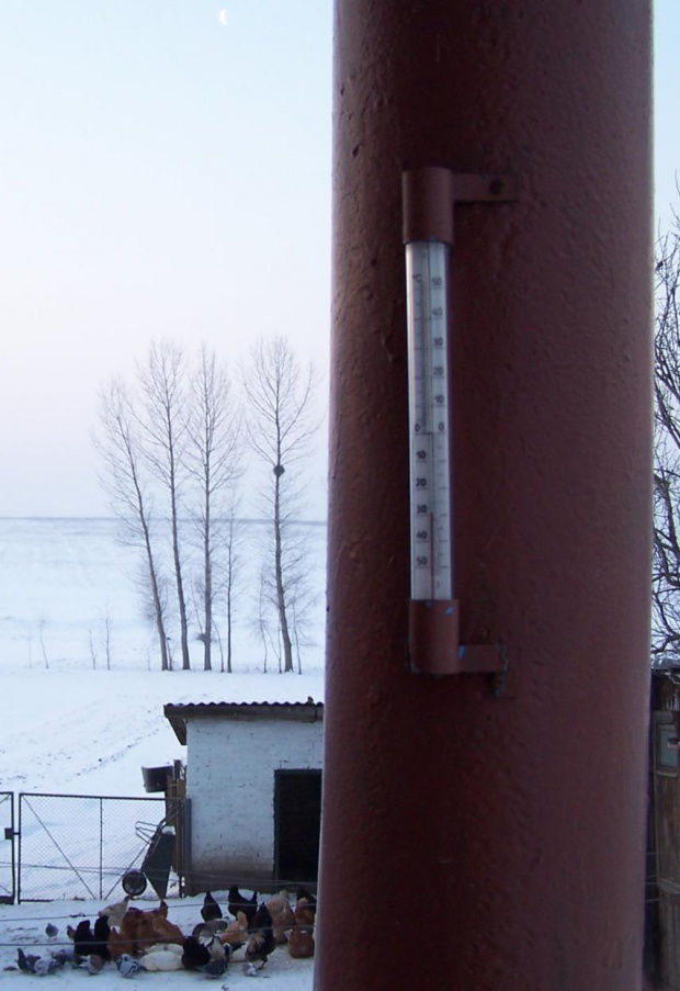 Zima 2005/2006 - temperatura po poludniu na Zachodniej Ukrainie (w Polsce tez) #Ukraina #zima #termometr #temperatura #mróz