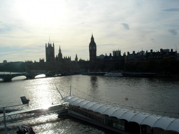 Golden Eye, widok z kabiny oka na Tamizę i Big Bena #Golden #Eye #Londyn