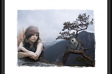 Zdjecie udostępnione mi przez Ciach52, było tak piękne, ze postanowiłam je wykorzystac do swojej pracy! #PSP #grafika #dziewczyna #sowa #góry