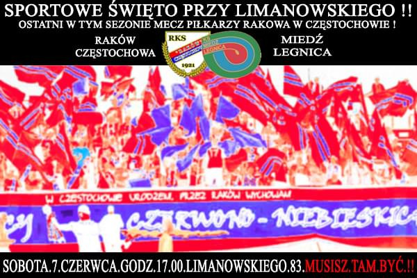 Rakow Czestochowa - Miedz Legnica
Sobota - 7 czerwca
Godz 17:00
www.rakow.com.pl #miedz #rakow