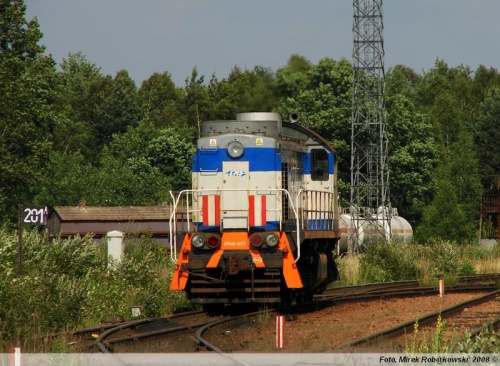 Lok. SM48-013 wraca do Sławkowa Płd. po przyprowadzeniu składu na bocznicę. Dn. 29.06.2008 r