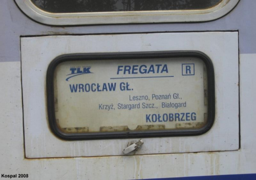 tablica kierunkowa pociągu TLK Fregata