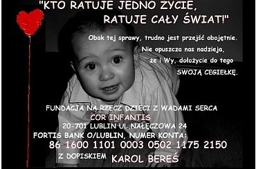 http://pomagamy.dbv.pl/ #aktualności #Apel #choroba #darowizna #Fiedziuszko #FUNDACJANARZECZDZIECIZWADAMISERC #CORINFANTIS #ChoreDzieci #schorzenie #opieka #OpiekaSpecjalistyczna #OpiekaRehabilitacyjna #fundacja #organizacja #PomocCharytatywna #SOS