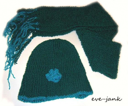 czapka i szalik zrobiona na drutach