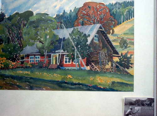 1948 r. Bystra k. Bielska-Bialej, fot.; Stanislaw Szpineter (IV.1906-XI.1997) maluje ten obraz