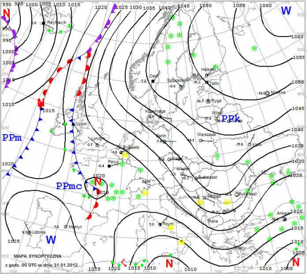 Mapa synoptyczna 31.01.2012