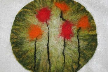 pierwsze filcowanie na mokro #filc #serwetka #podkładka